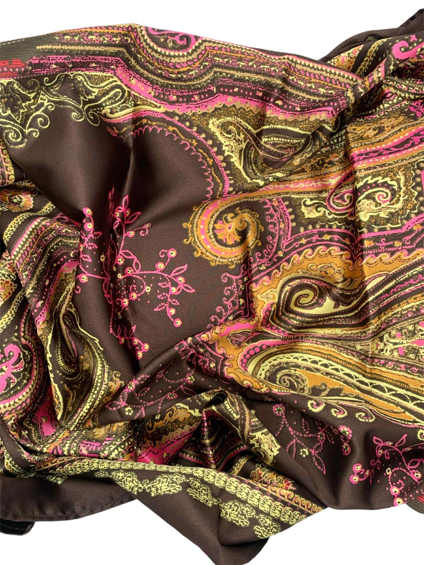 Dark Brown Gold Flowers Square Scarf
