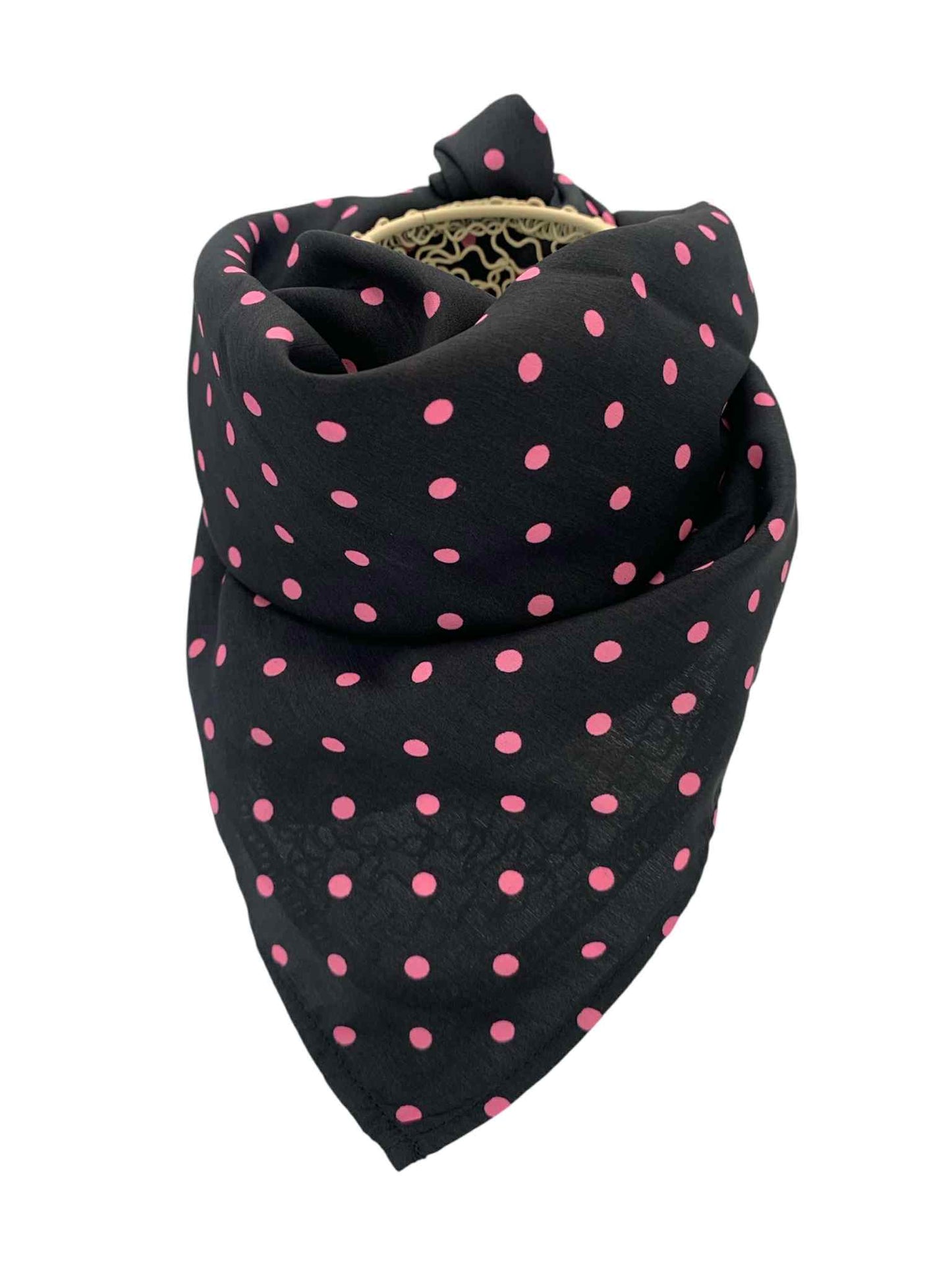 Black with Pink Polka Dots Square Scarf