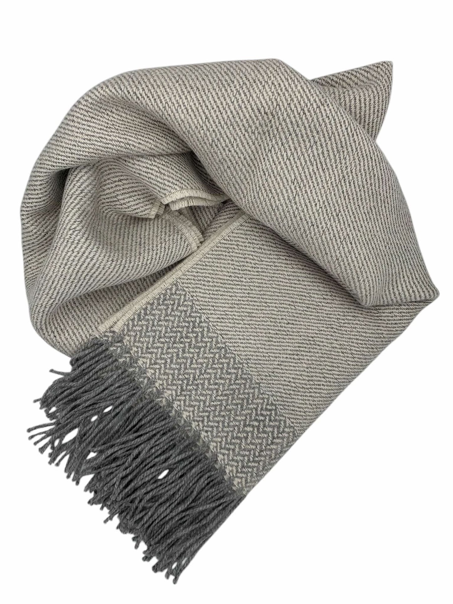 Silver Baby Alpaca Blend Reversible Shawl