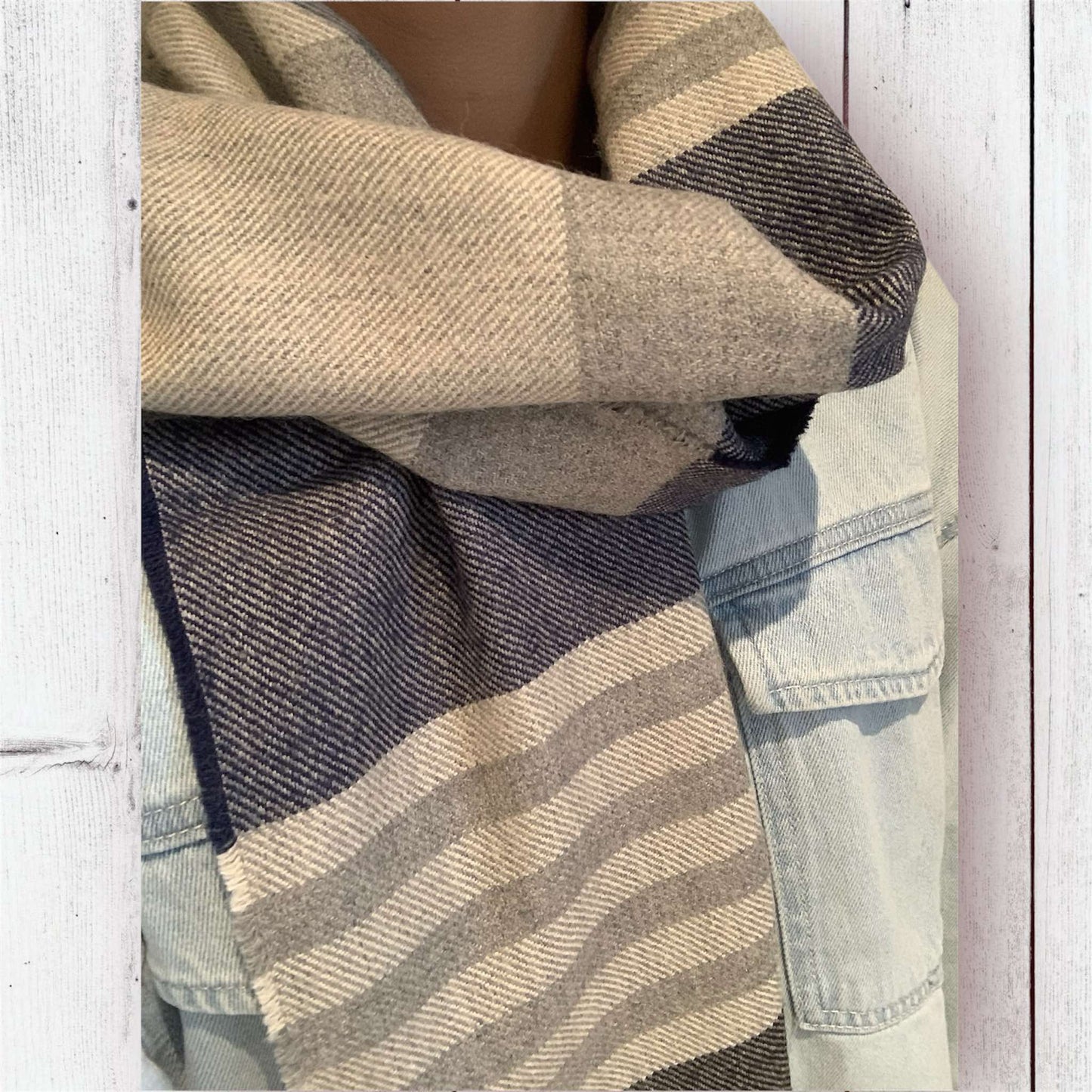Baby Alpaca Scarf with Stripes
