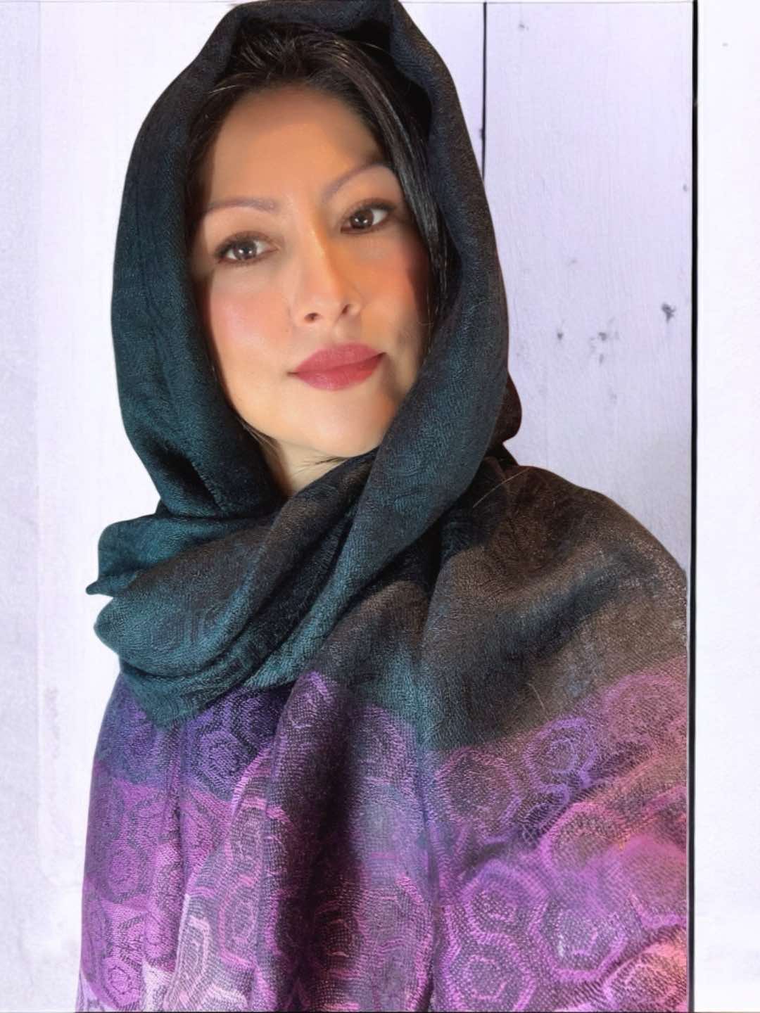Black and Purple Baby Alpaca Shawl