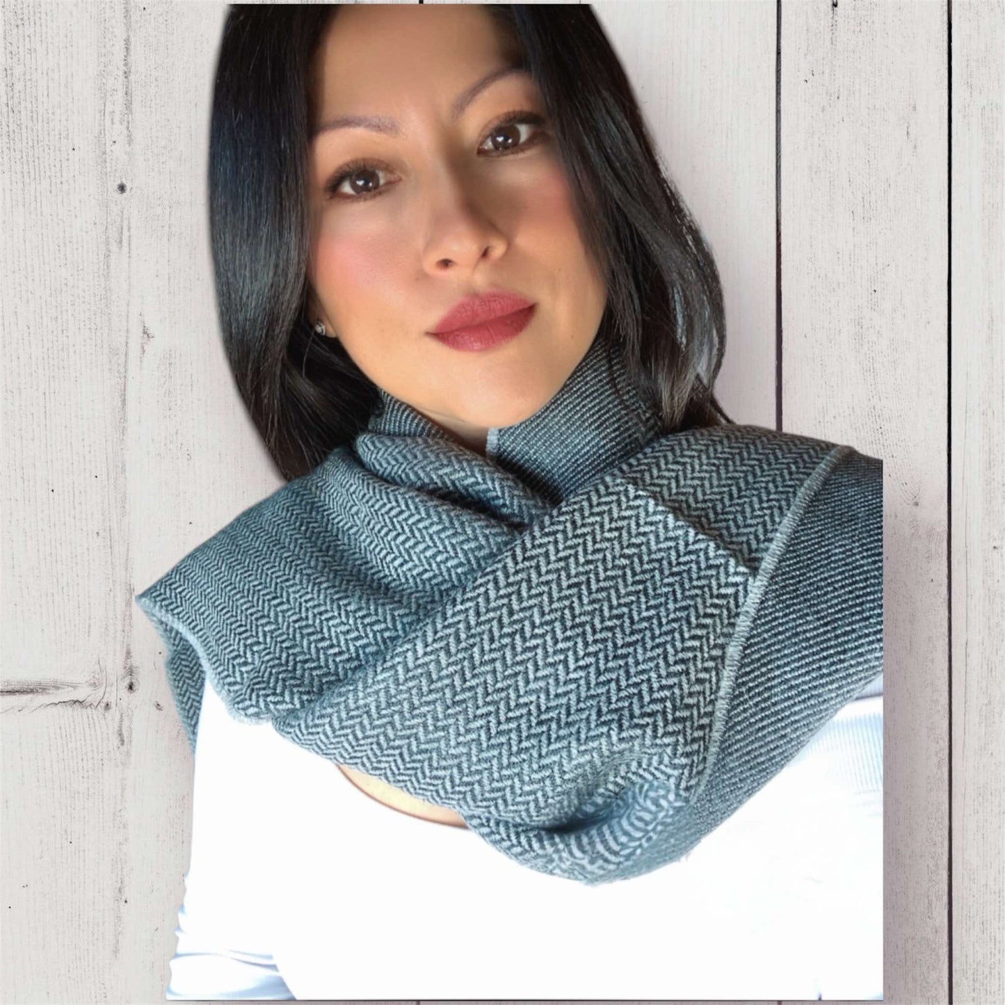 Grey Baby Alpaca Blend Reversible Shawl