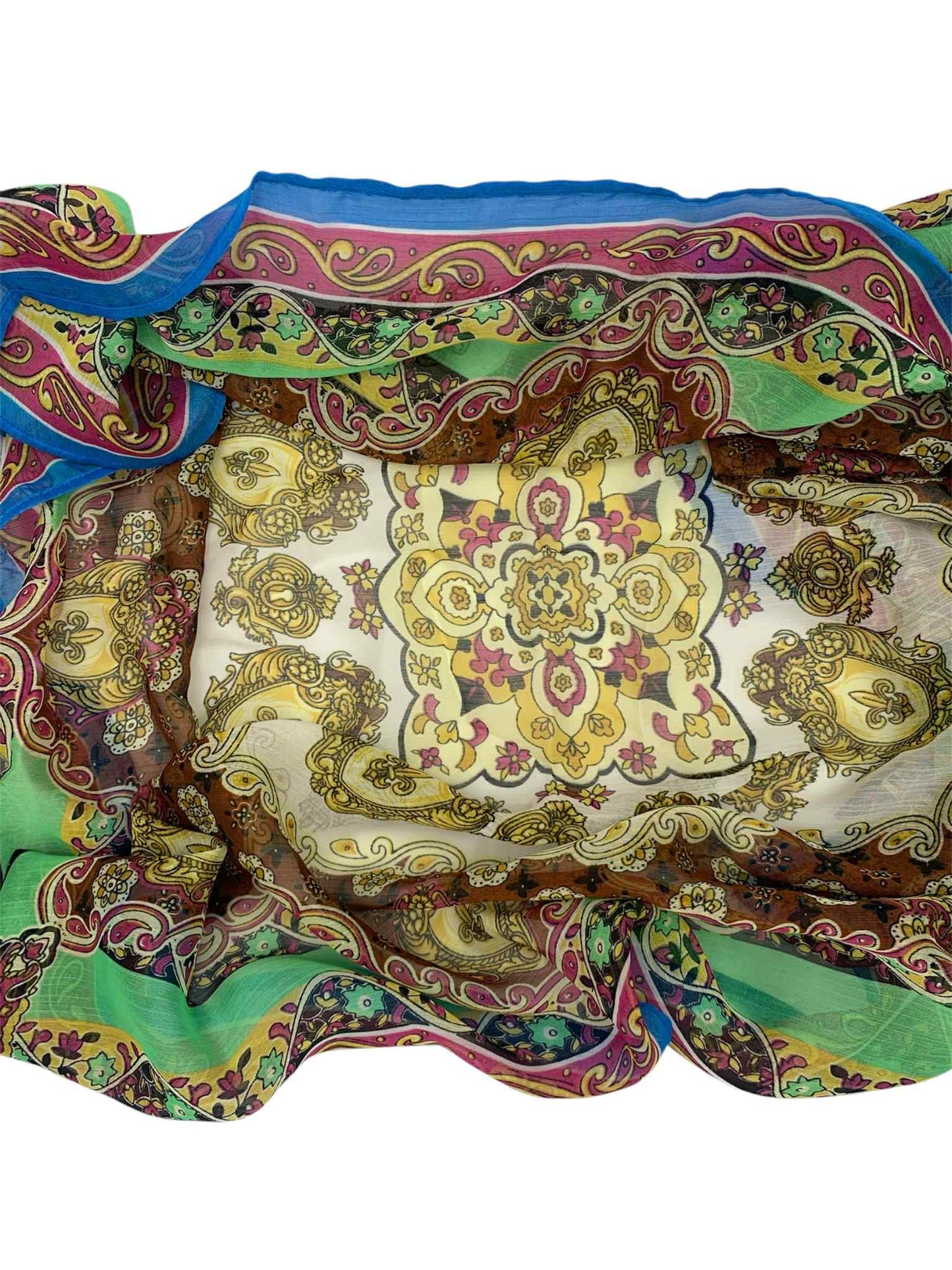 Blue Pink Yellow Green Shields Square Scarf