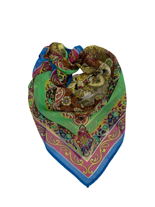 Blue Pink Yellow Green Shields Square Scarf