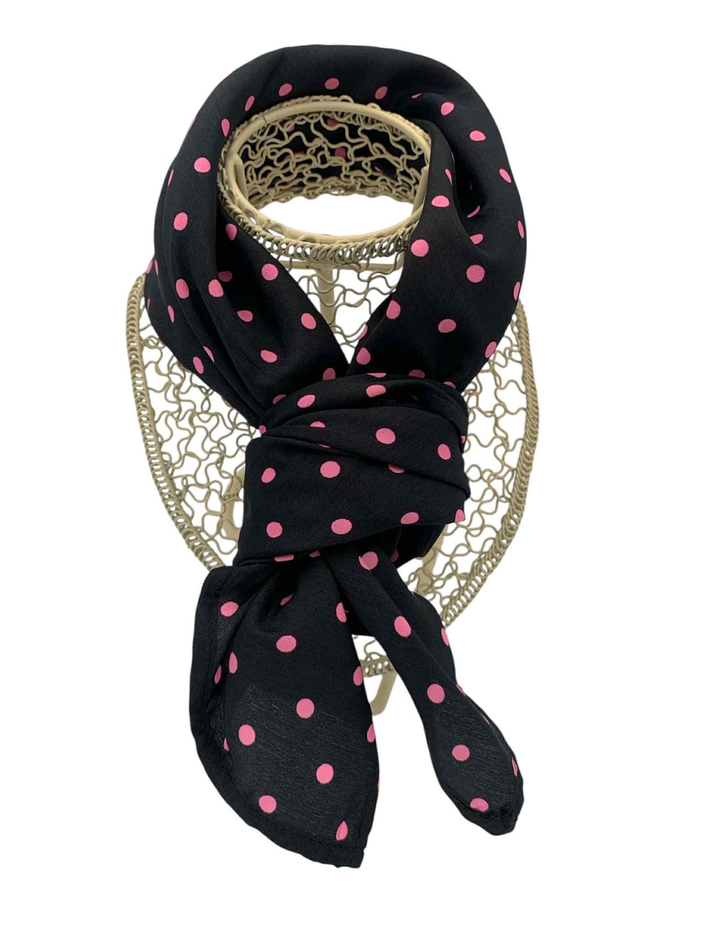 Black with Pink Polka Dots Square Scarf