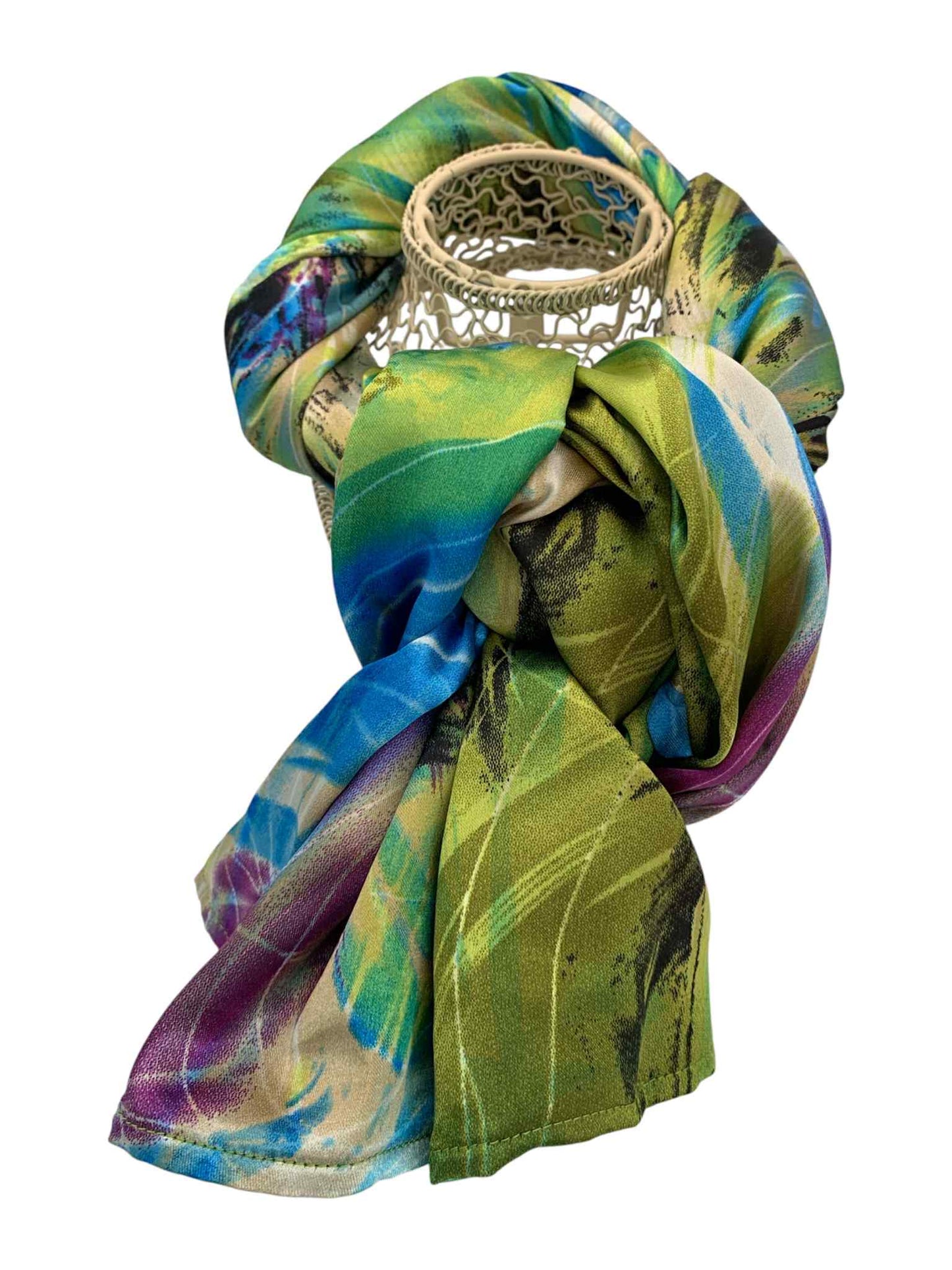 Green, Blue & Purple Swirls Scarf