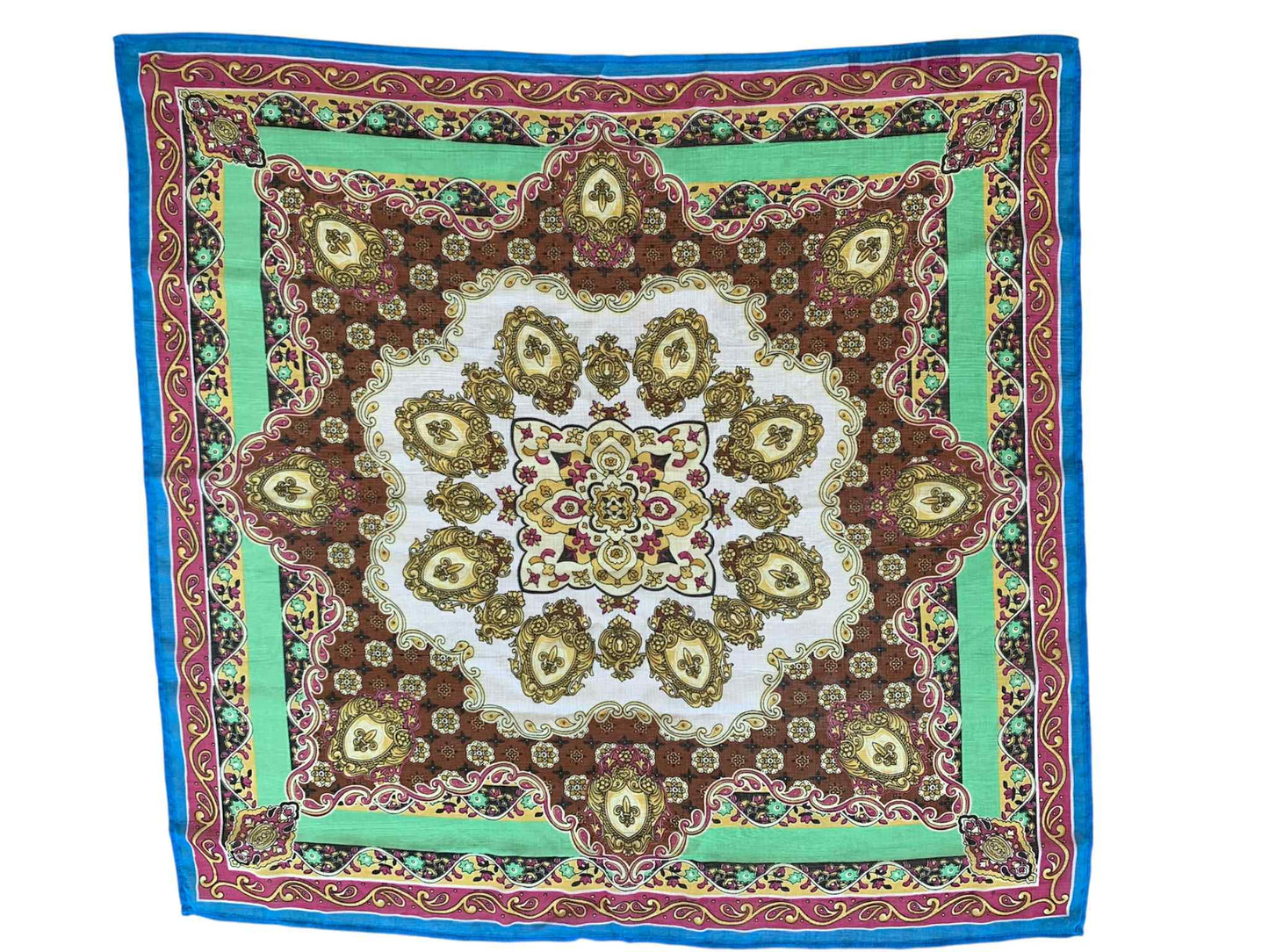 Blue Pink Yellow Green Shields Square Scarf