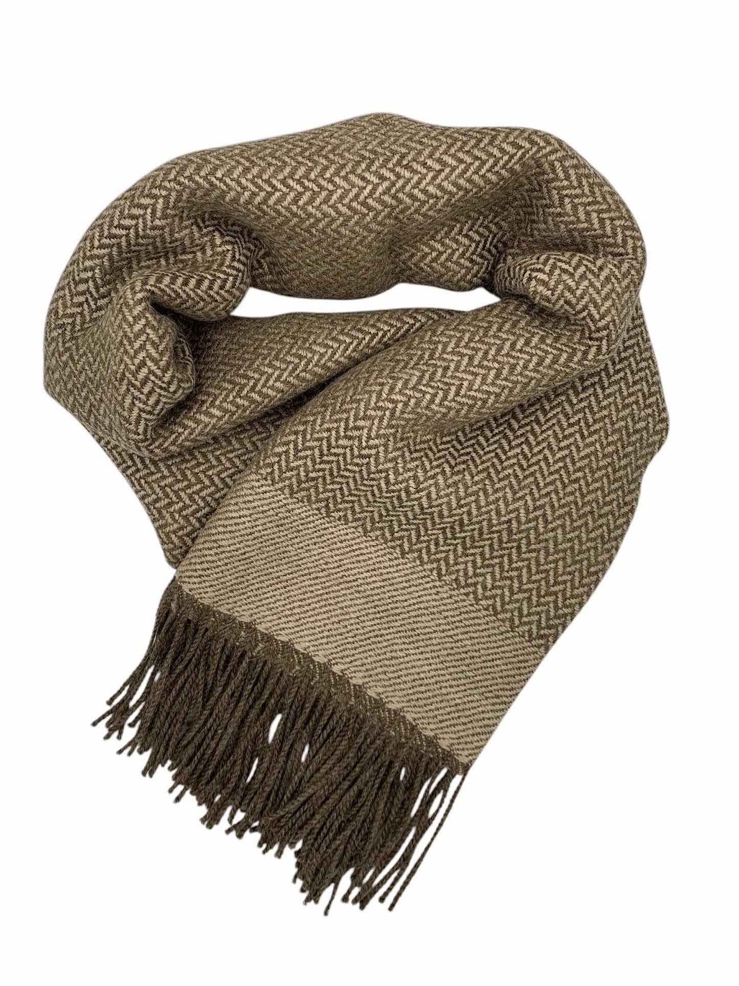 Brown Baby Alpaca Blend Reversible Shawl